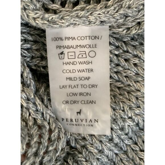 Peruvian Connection Sage Green Knit V-Neck Tunic Sweater M 100% Pima Cotton - Picture 11 of 14